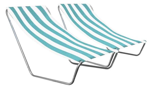Set de 2 sezlonguri pliante pentru plaja SAND, dungi turcoaz