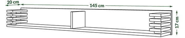 Mazzoni GOKEE PW-145 Alb Mat/Negru Mat - RAFT MODERN SUSPENDAT/DE PERETE CU LAMELE