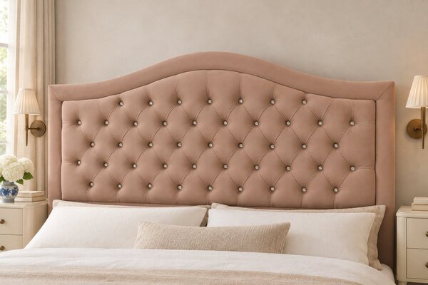 Pat tapițat Chesterfield din catifea Solaria Deluxe Cristal 120×200 cm, cappuccino, cu ladă de depozitare