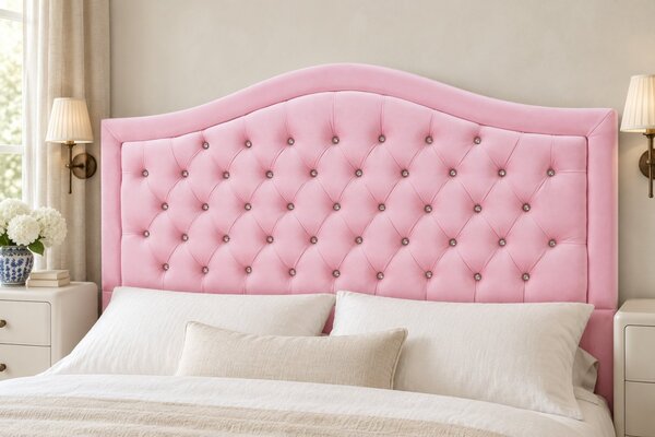 Pat tapițat Chesterfield din catifea Solaria Deluxe Cristal 120×200 cm, roz, cu ladă de depozitare