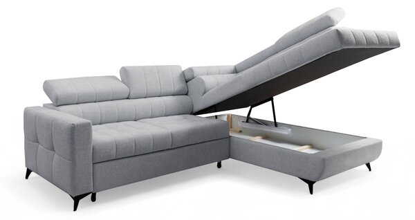 Colțar cu funcție de dormit Nardo L, extensibil, dreapta, - chenille gri deschis Vibe 85
