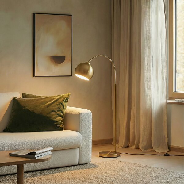 Lampadar Lindby, Moisia, Auriu / Alamă, Camera de zi, Metal, Modern