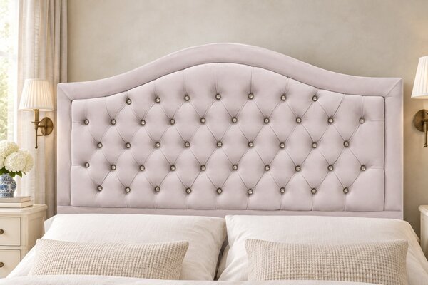 Pat tapițat Chesterfield din catifea Solaria Deluxe Cristal 120×200 cm, crem, cu ladă de depozitare