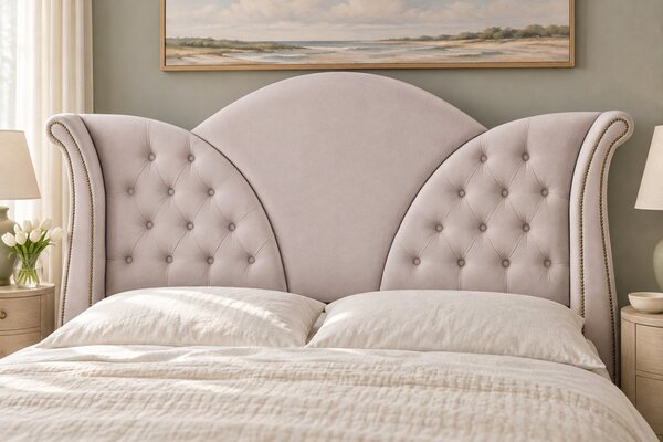 Pat tapițat Chesterfield din catifea Velora 140×200 cm, crem, cu ladă de depozitare