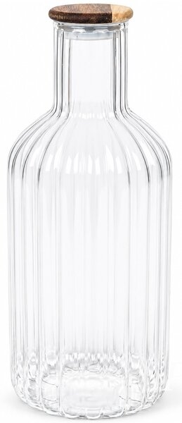 Sticla tip carafa Pufo Simple pentru apa sau lichide, 1.4 L, cu capac din lemn– design modern