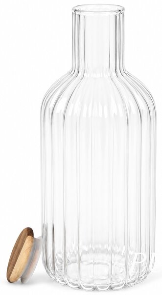 Sticla tip carafa Pufo Simple pentru apa sau lichide, 1.4 L, cu capac din lemn– design modern