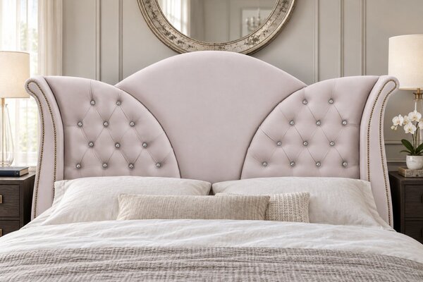 Pat tapițat Chesterfield din catifea Velora Cristal 140×200 cm, crem, cu ladă de depozitare