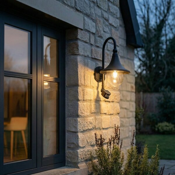 Lampă de Exterior Lindby, Daphne, reglabil, Negru, Balcon, Aluminiu, Modern