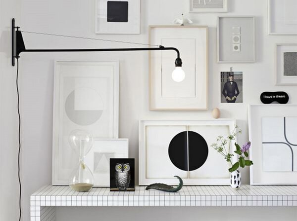 Lampă de perete Vitra, Negru, Camera de zi, Metal