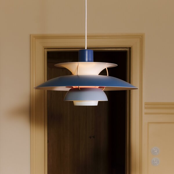 Lustră Pendul Louis Poulsen, PH 5 500, reglabil, Albastru, Camera de zi, Metal, Design