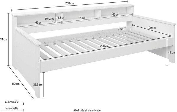 Daybett Kero alb 90/200 cm