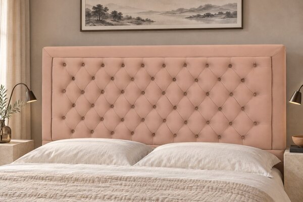 Pat tapițat Chesterfield din catifea Ophelia Deluxe 120×200 cm, cappuccino, cu ladă de depozitare
