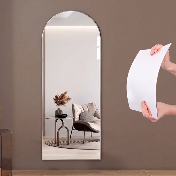 Oglindă acrilică flexibilă autoadezivă în arcadă, 80 × 40 cm, montaj fără găuri