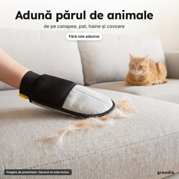 Mănușă electrostatică pentru părul de animale, refolosibilă, fără role adezive
