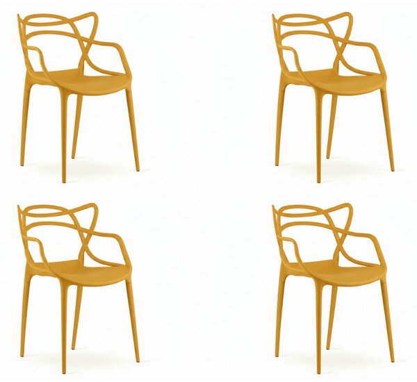 Set 4 scaune din plastic KATO, mustar