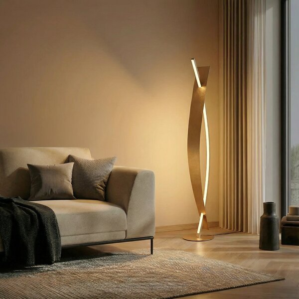 Lampadar Lucande, Marija, reglabil, Auriu / Alamă, Camera de zi, Metal, Modern