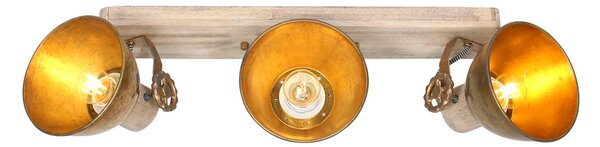 Steinhauer Gearwood spot tavan, 3 becuri bronz, reglabil, Bronz / Alamă Veche, Camera de zi / sufragerie, Lemn, Vintage