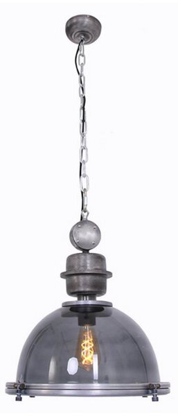 Steinhauer Bikkel - lampă suspendată cu abajur de sticlă, reglabil, Gri, Camera de zi / sufragerie, Sticlă, Design industrial