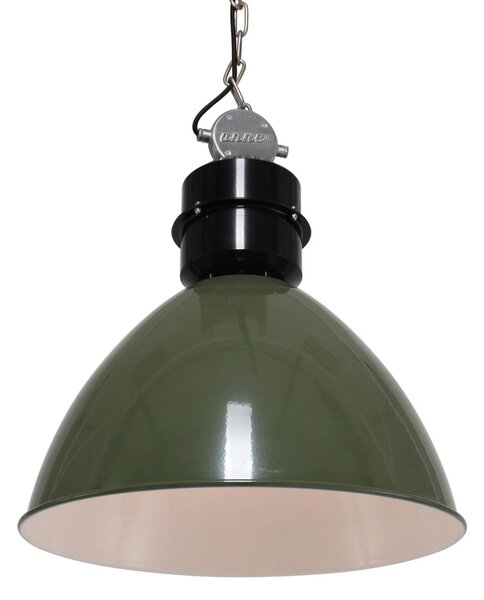 Steinhauer Lampă suspendată Frisk, verde măslin, Ø 50 cm, metal, E27, reglabil, Verde, Camera de zi / sufragerie, Metal, Design industrial