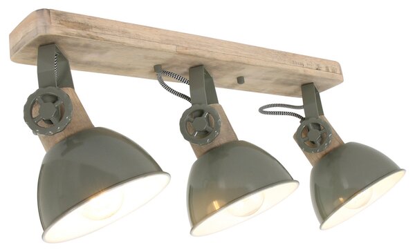 Steinhauer Gearwood spot tavan, 3 becuri verde, reglabil, Lemn, Camera de zi / sufragerie, Lemn, Vintage