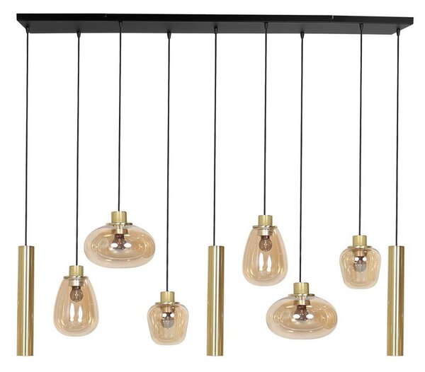 Steinhauer Lampă suspendată Reflexion, metal, sticlă, 9 becuri, alamă, reglabil, Auriu / Alamă, Camera de zi / sufragerie, Sticlă