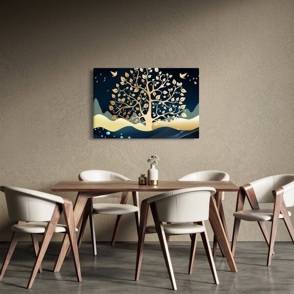Tablou cu copac auriu (90x60 cm)