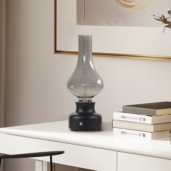 Lampă de masă NOLA, Mist, reglabil, Negru, Camera de zi, Sticlă, Design industrial