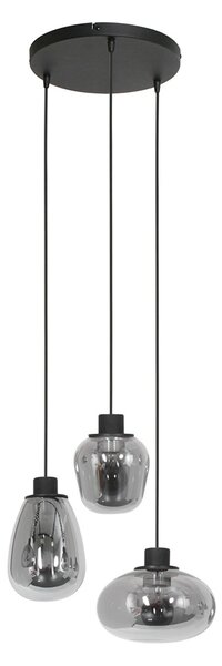 Steinhauer Reflexion lampă suspendată, 3 becuri Ø 40 cm, reglabil, Negru, Camera de zi / sufragerie, Metal