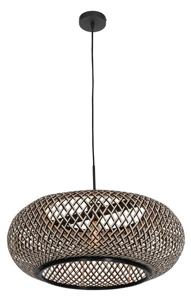 Steinhauer Lampă suspendată Maze, negru-natur, reglabil, Negru, Camera de zi / sufragerie, Bamboo, Modern