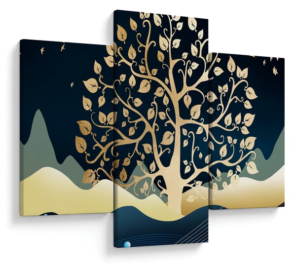 Tablou cu copac auriu (90x60 cm)