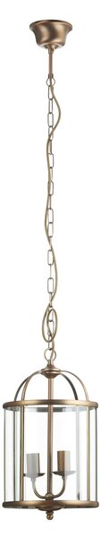 Steinhauer Lampă suspendată Pimpernel, Ø 23 cm, bronz, sticlă transparentă, reglabil, Bronz / Alamă Veche, Hol, Metal, Antichitate