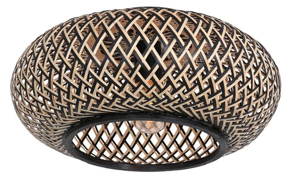 Steinhauer Plafonieră bambus Maze, negru-natur, reglabil, Negru, Camera de zi / sufragerie, Bamboo, Modern