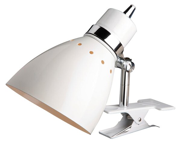 Steinhauer Spring lampă cu clemă, alb, Alb, Camera de zi / sufragerie, Metal, Modern