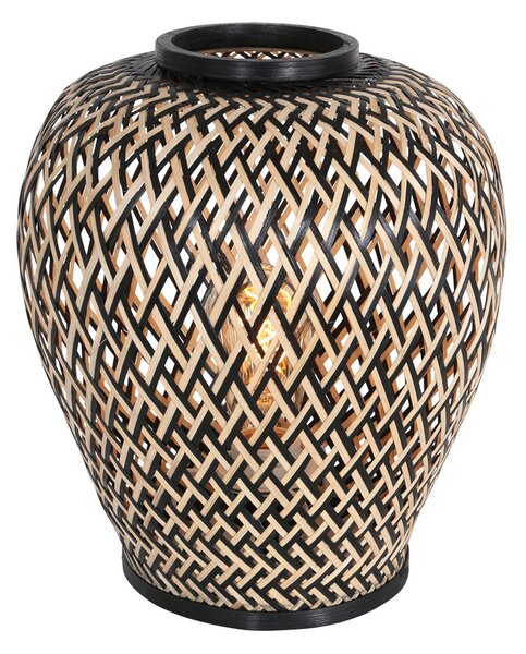 Steinhauer Lampă de masă Maze, negru-natur, Negru, Camera de zi / sufragerie, Bamboo, Marocan / Oriental