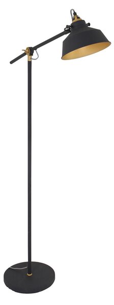 Steinhauer Lampă de podea Nové, reglabilă, negru, Negru, Camera de zi / sufragerie, Metal, Design industrial