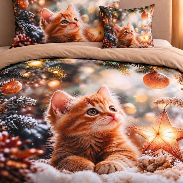 Lenjerie de pat din microsatin 3D Pisicuța magică