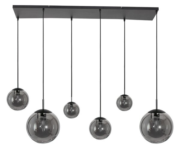 Steinhauer Lampă suspendată Bollique, 6 becuri, negru, reglabil, Negru, Camera de zi / sufragerie, Sticlă