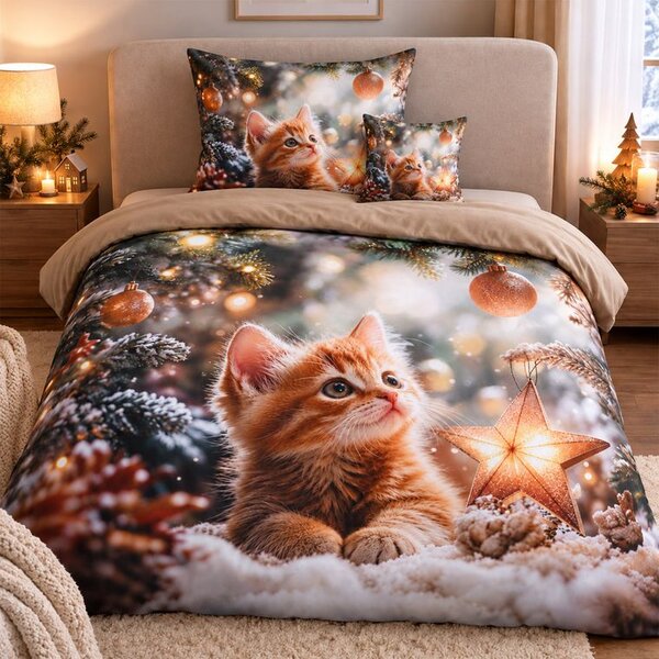 Lenjerie de pat din microsatin 3D Pisicuța magică