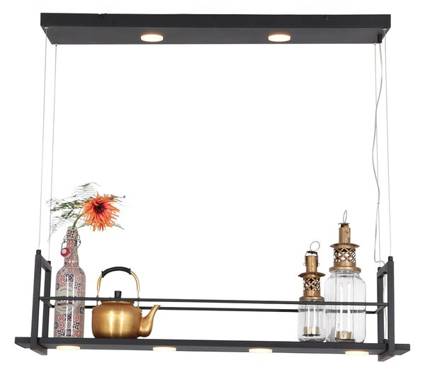 Steinhauer Tor lampă suspendată LED, 6 becuri, negru, reglabil, Negru, Camera de zi / sufragerie, Metal, Modern