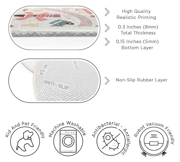 Covor de joacă pentru copii lavabil ø100 cm Furry World – Mila Home