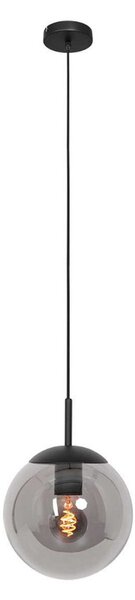 Steinhauer Bollique lampă suspendată, negru, Ø 25 cm, sticlă, 1 bec, glob, reglabil, Negru, Camera de zi / sufragerie, Sticlă, glob