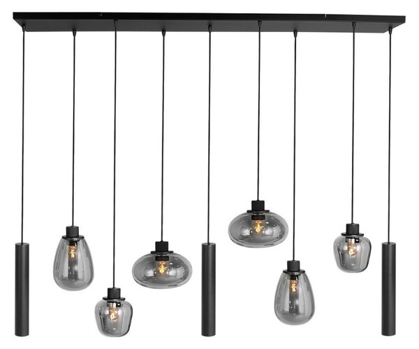 Steinhauer Lampă suspendată Reflexion, metal, sticlă, 9 becuri, negru, reglabil, Negru, Camera de zi / sufragerie, Sticlă