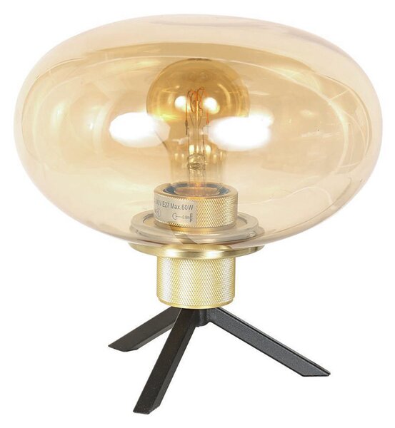 Steinhauer Lampă de masă Reflexion, Ø 22 cm, culoarea alamei, sticlă, Auriu / Alamă, Camera de zi / sufragerie, Sticlă