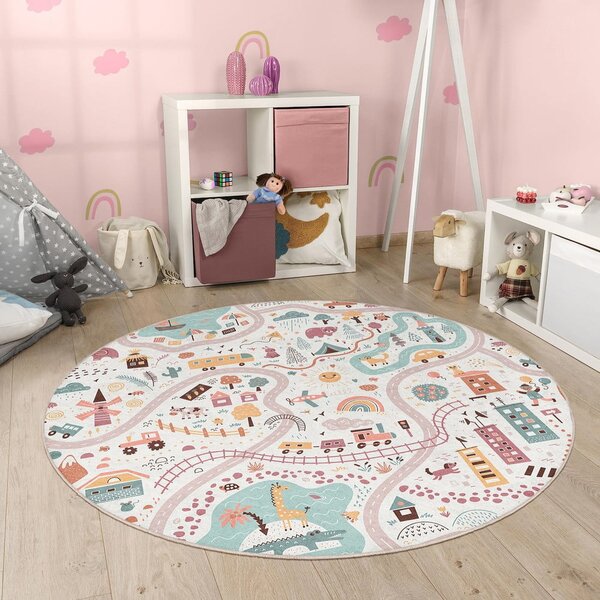 Covor de joacă pentru copii lavabil ø100 cm Furry World – Mila Home