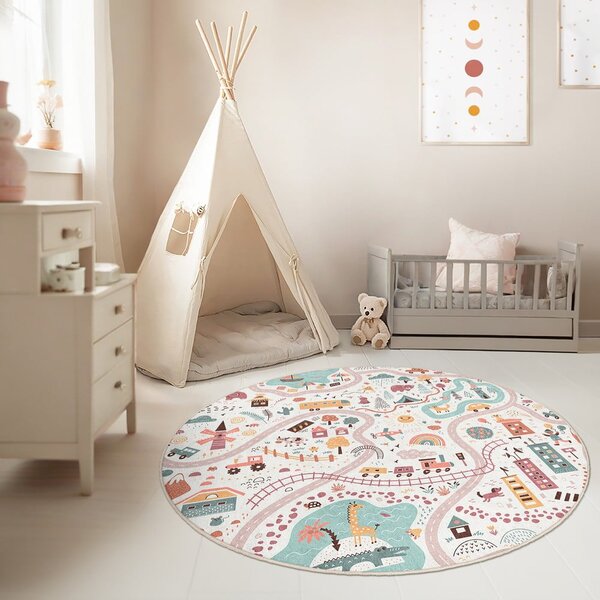 Covor de joacă pentru copii lavabil ø100 cm Furry World – Mila Home