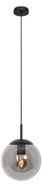 Steinhauer Bollique lampă suspendată, negru, Ø 20 cm, sticlă, 1 bec, glob, reglabil, Negru, Camera de zi / sufragerie, Sticlă, glob