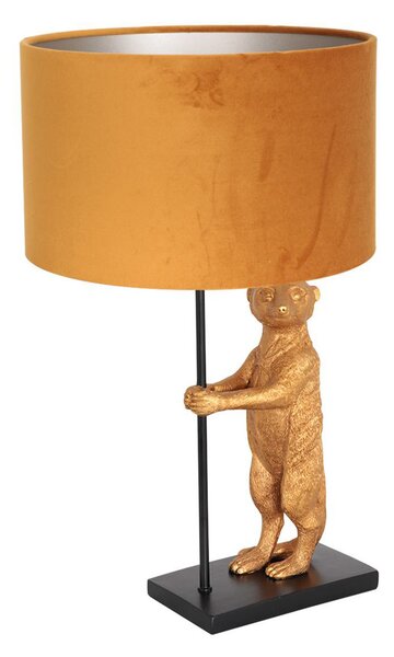 Steinhauer Animaux 8228ZW lampă de masă, metal, catifea, auriu, negru, Auriu / Alamă, Camera de zi / sufragerie, Metal