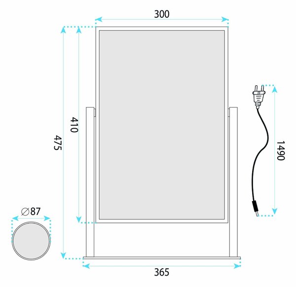 Oglindă LED LUMI Black 30x40cm