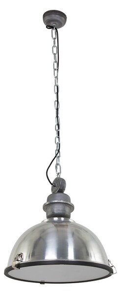 Steinhauer Lampă suspendată Bikkel, Ø 42 cm, culoare oțel, metal, sticlă, E27, reglabil, Metalic, Bucătărie, Metal, Design industrial