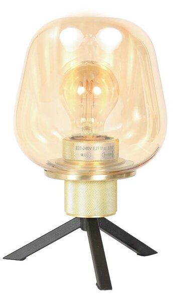 Steinhauer Lampă de masă Reflexion, Ø 14 cm, culoarea alamei, sticlă, Auriu / Alamă, Camera de zi / sufragerie, Sticlă